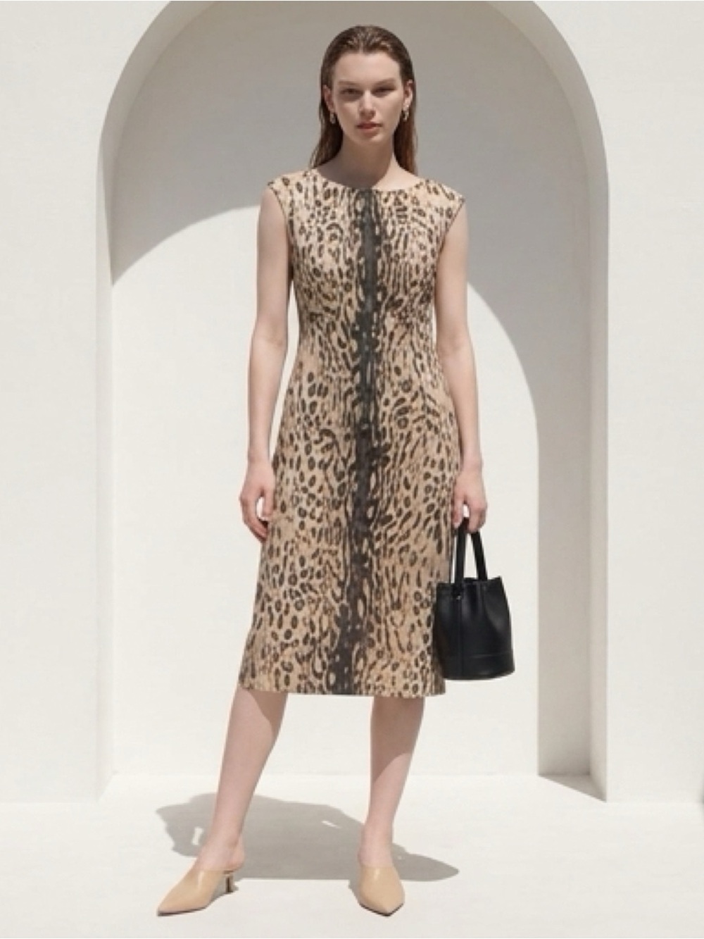 Calvin Klein Leopard Print Sheath Dress Size 4 Career Office Workwear